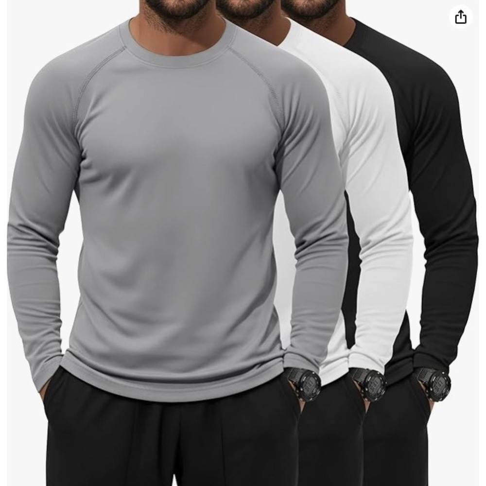 3-Pack Locoowai Sun Protection Shirts Men Size S- UPF 50+ Quick Dry Long Sleeve - Picture 2 of 4